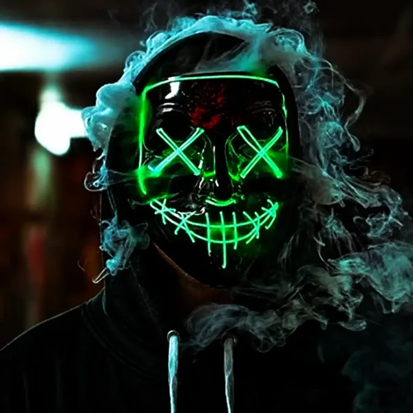 LED mask glowing in the dark